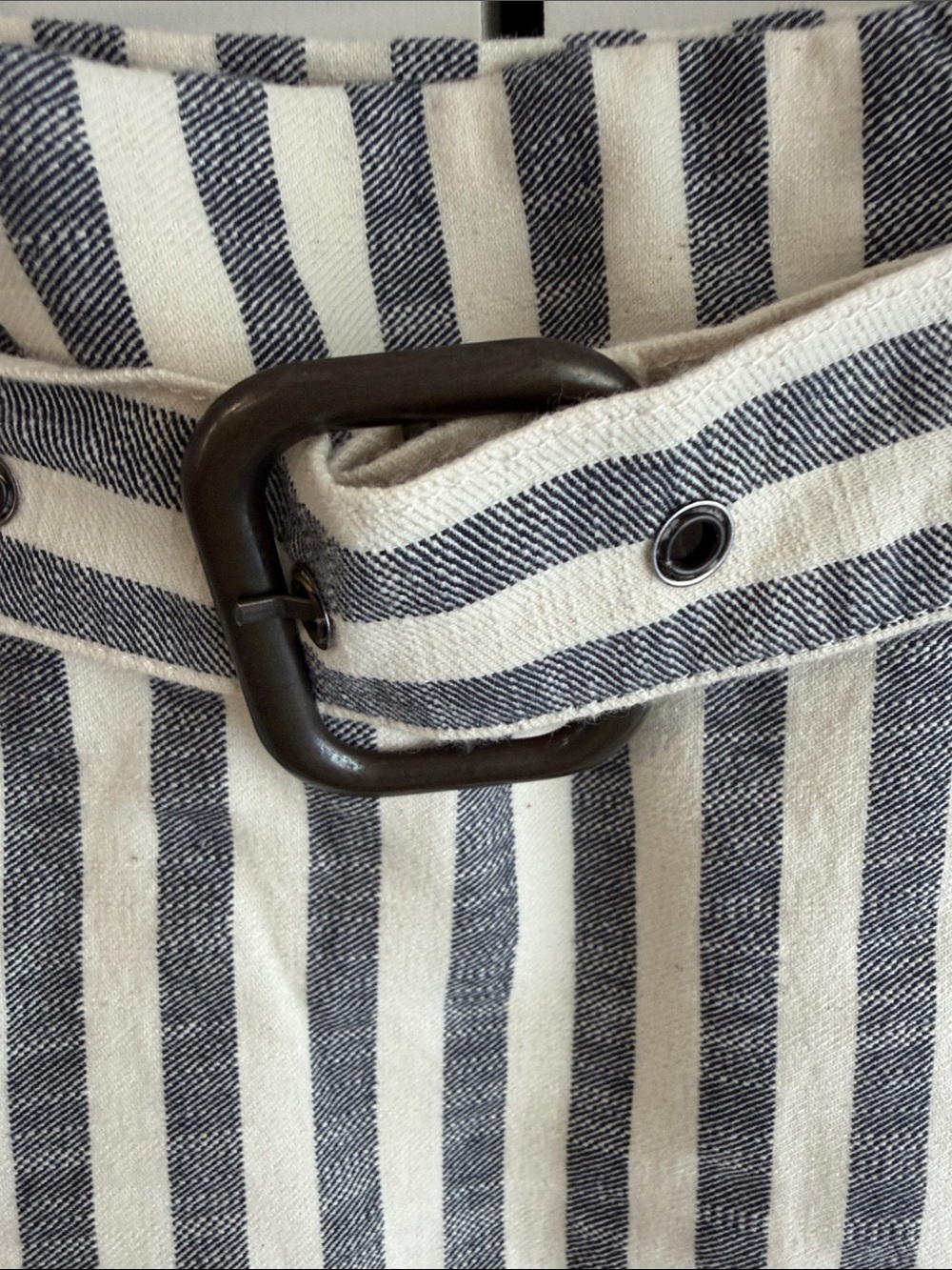 Anthropologie Vertical Stripe Belted Pencil Skirt - Navy & Cream - Picture 3 of 9